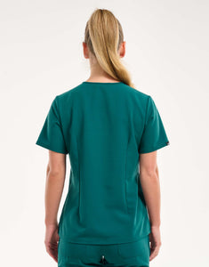 Essential One Pocket V Neck Scrub Top - Harbour Green
