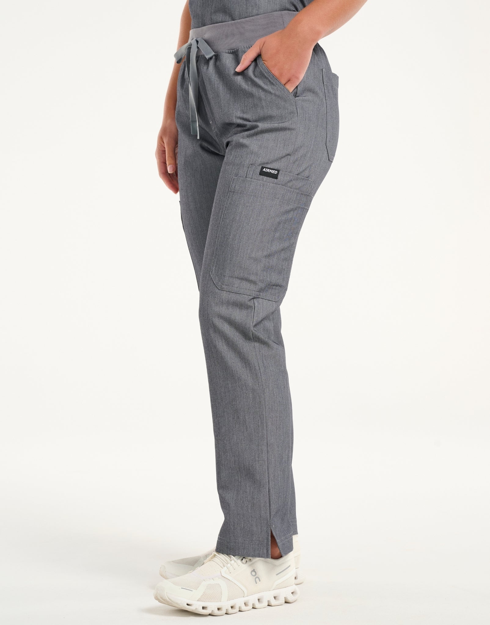 Essential Multi-Pocket Scrub Pants - Heather Grey