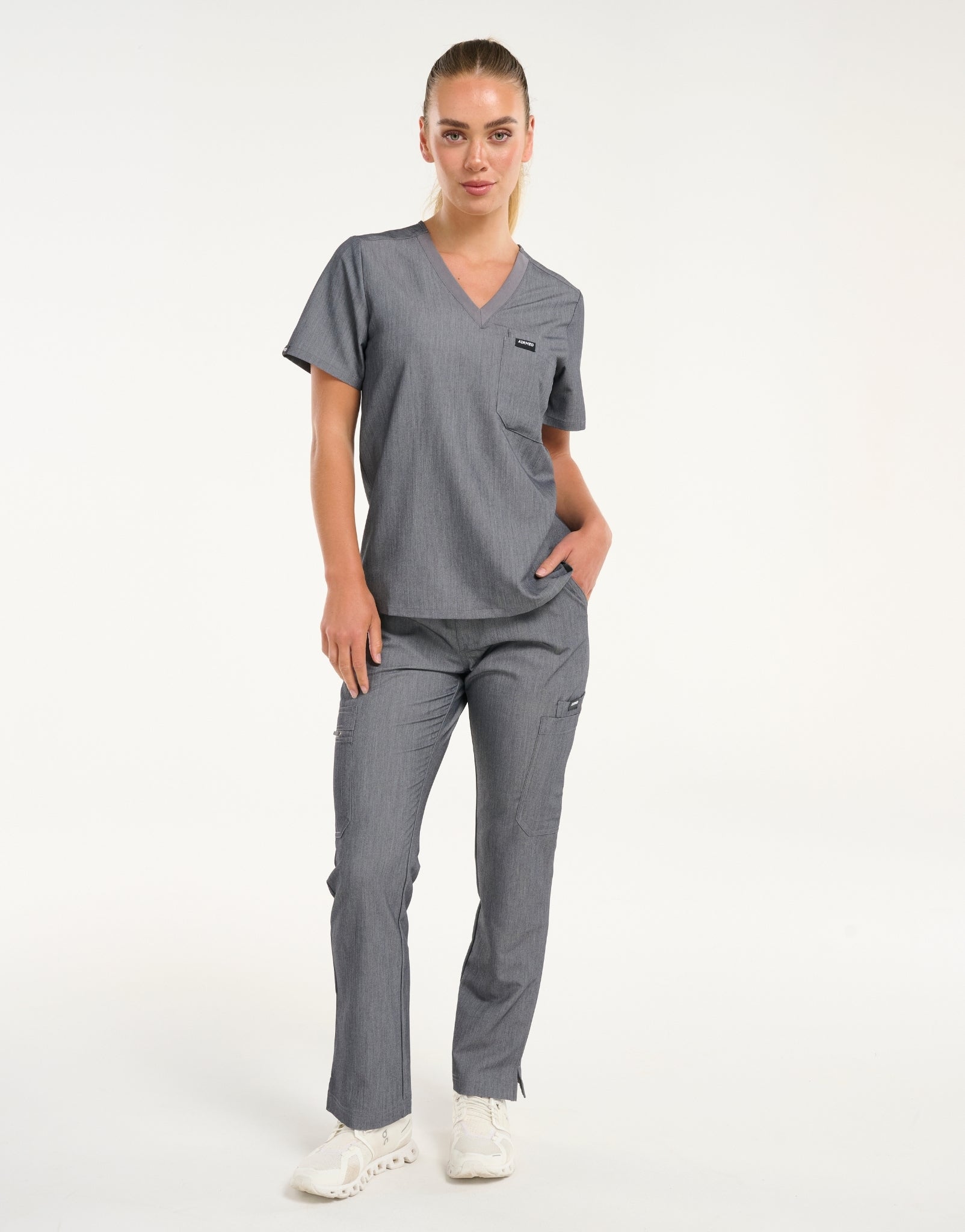 Essential Multi-Pocket Scrub Pants - Heather Grey