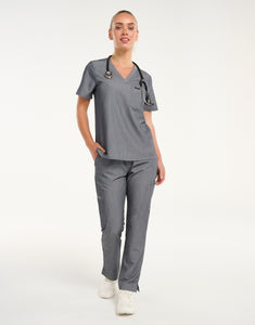 Essential Multi-Pocket Scrub Pants - Heather Grey