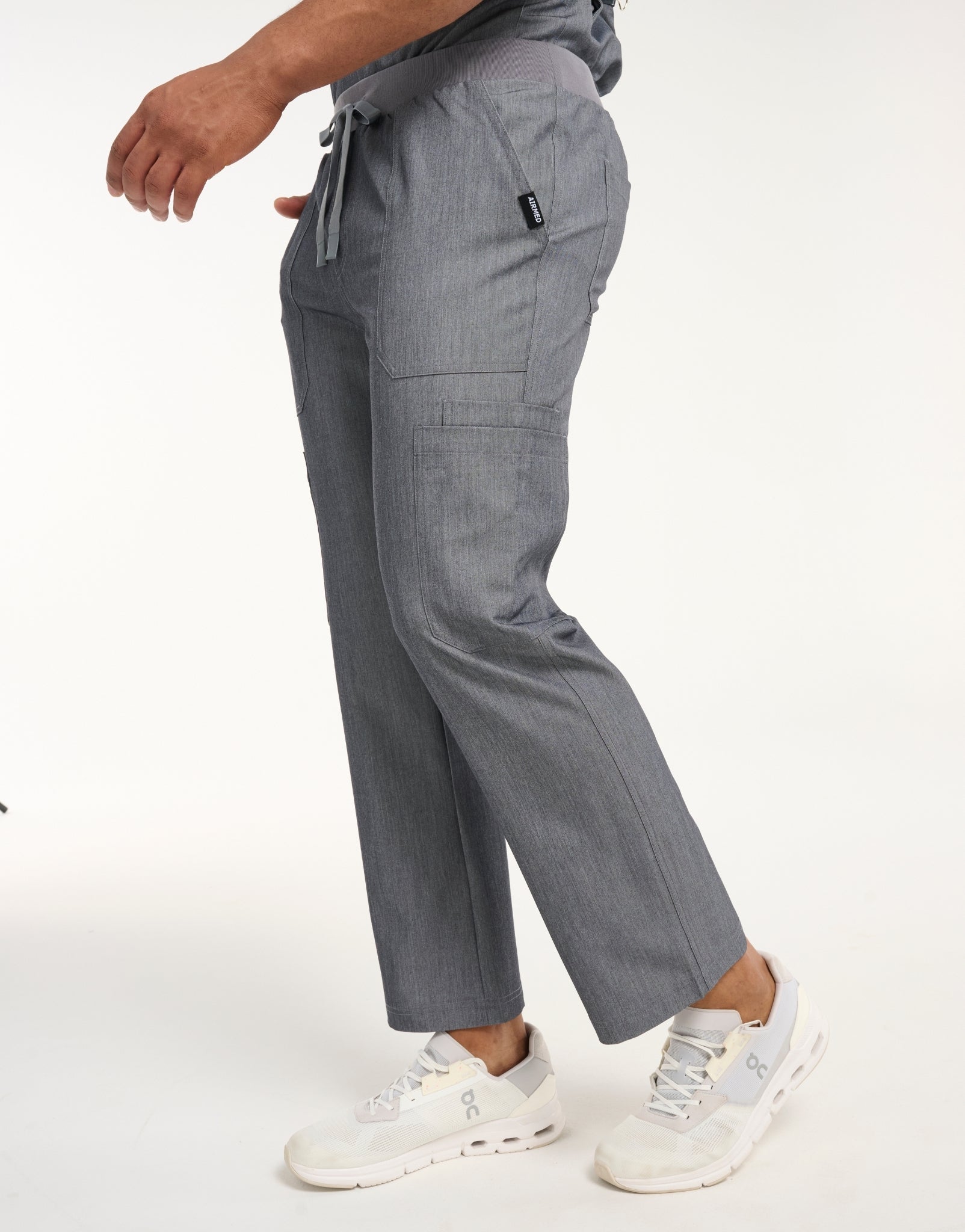 Essential Multi-Pocket Scrub Pants - Heather Grey