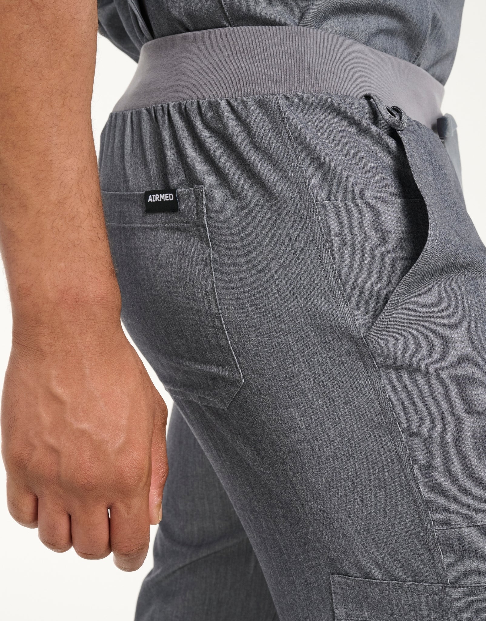 Essential Multi-Pocket Scrub Pants - Heather Grey