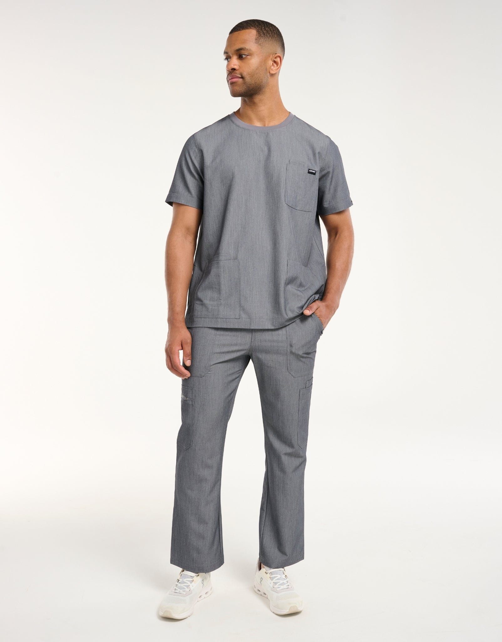 Essential Multi-Pocket Scrub Pants - Heather Grey