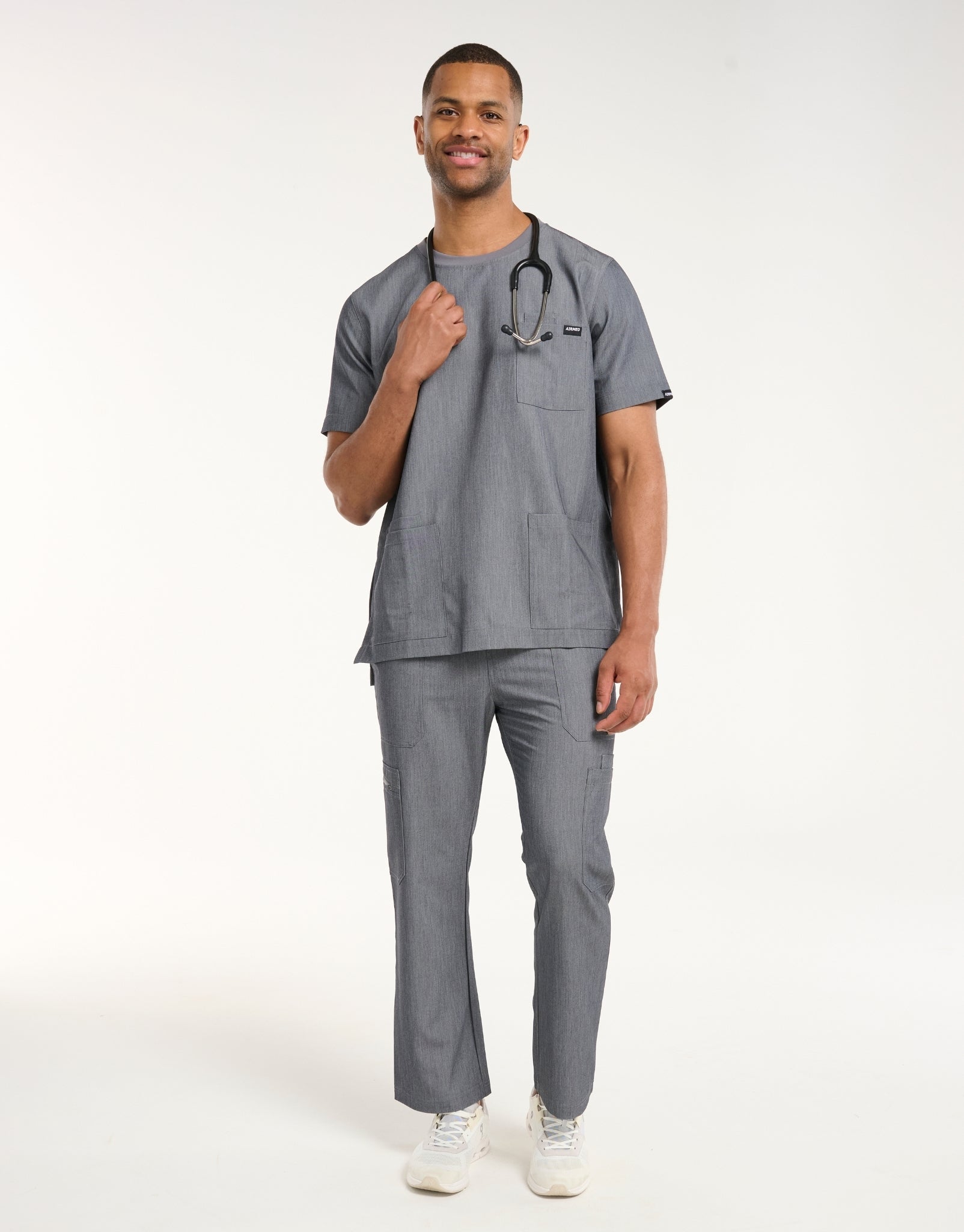 Essential Multi-Pocket Scrub Pants - Heather Grey