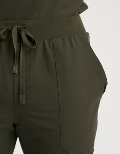 Essential Multi-Pocket Scrub Pants - Khaki Green
