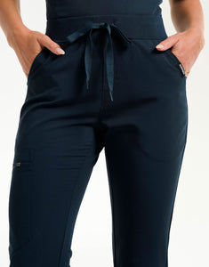waist of midnight navy flare scrub pants