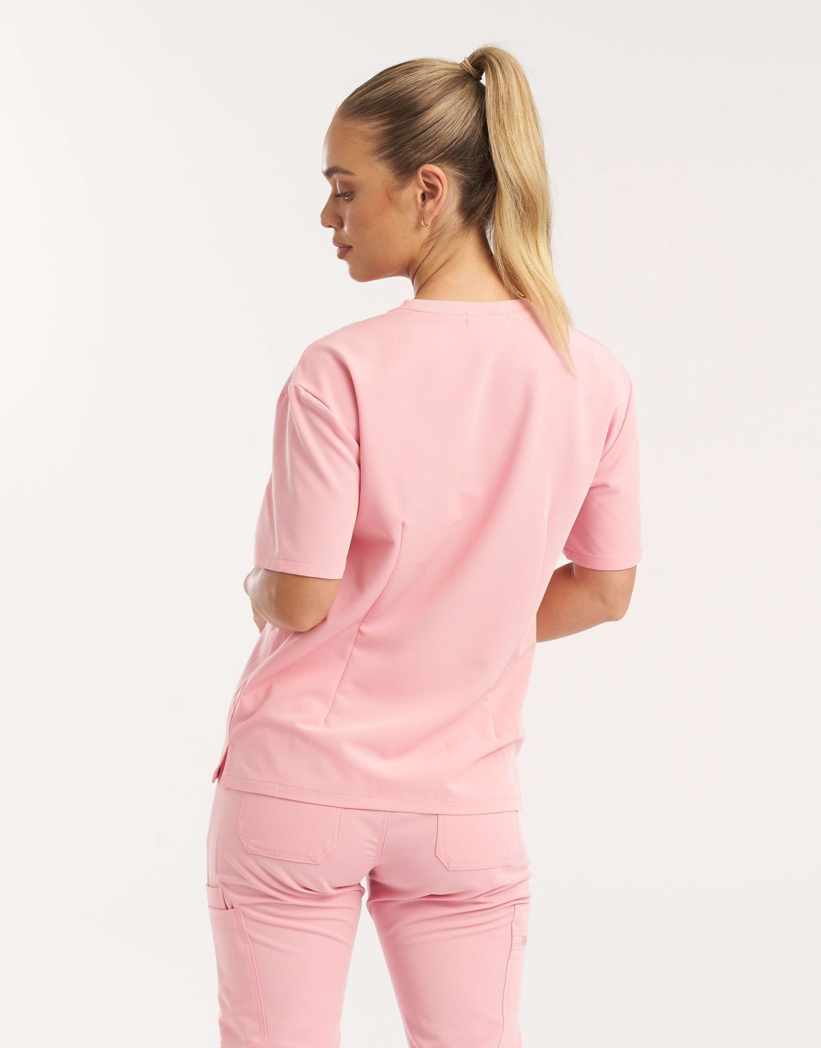 Essential V Neck Scrub Top - Musk Pink