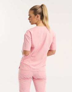 Essential V Neck Scrub Top - Musk Pink