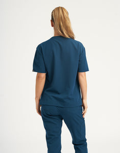 Essential Crewneck Scrub Top - Gibraltar Blue