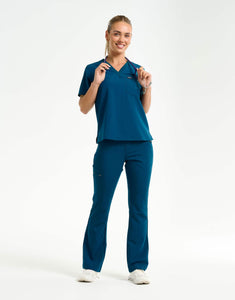 Essential Flare Scrub Pants - Gibraltar Blue