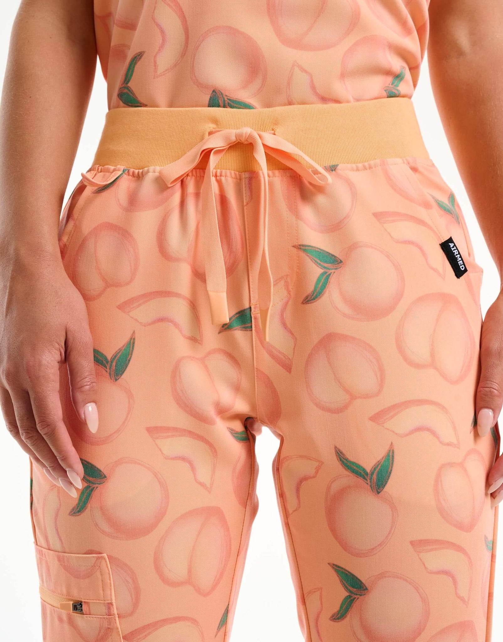 waist of peach jogger scrub pants