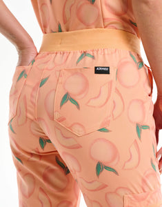 rear of peach jogger scrub pants