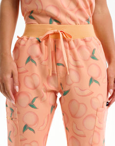 waist of peach multi-pocket scrub pants