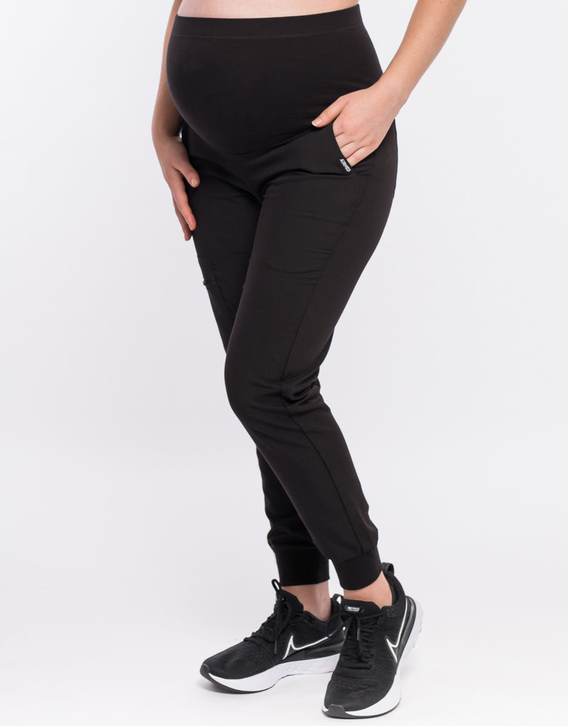 Essential Maternity Jogger Scrub Pants - Black