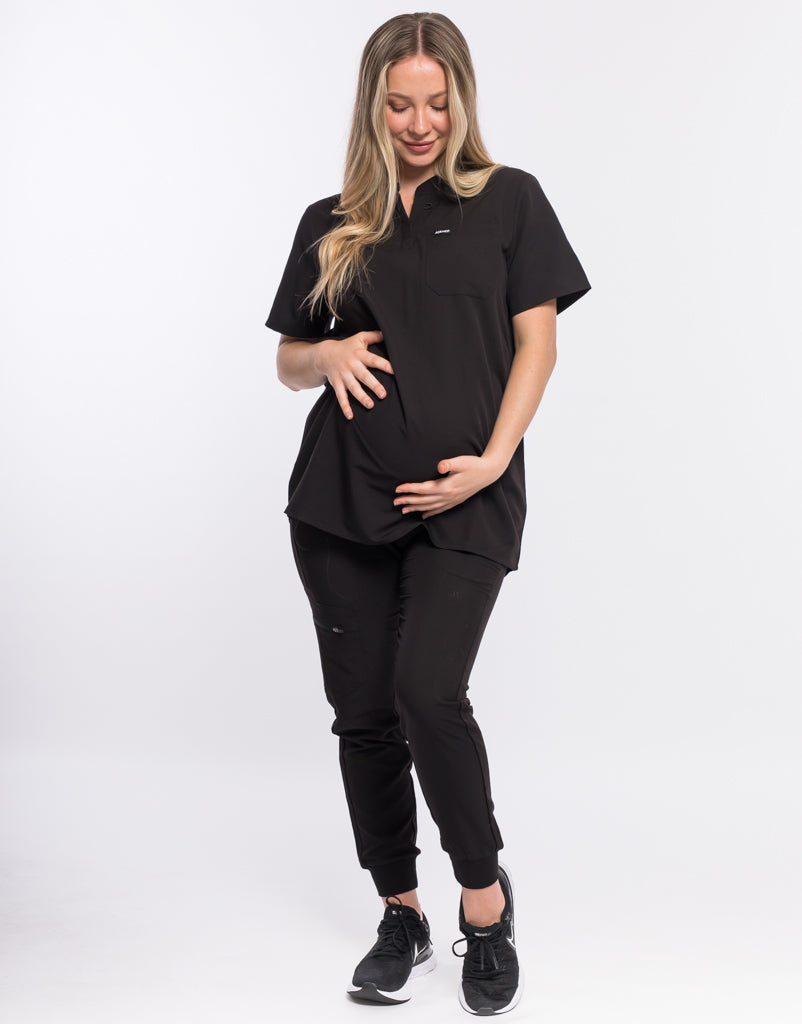 Essential Maternity Jogger Scrub Pants - Black