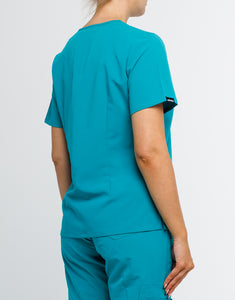 Essential One Pocket V Neck Scrub Top - Sydney Teal