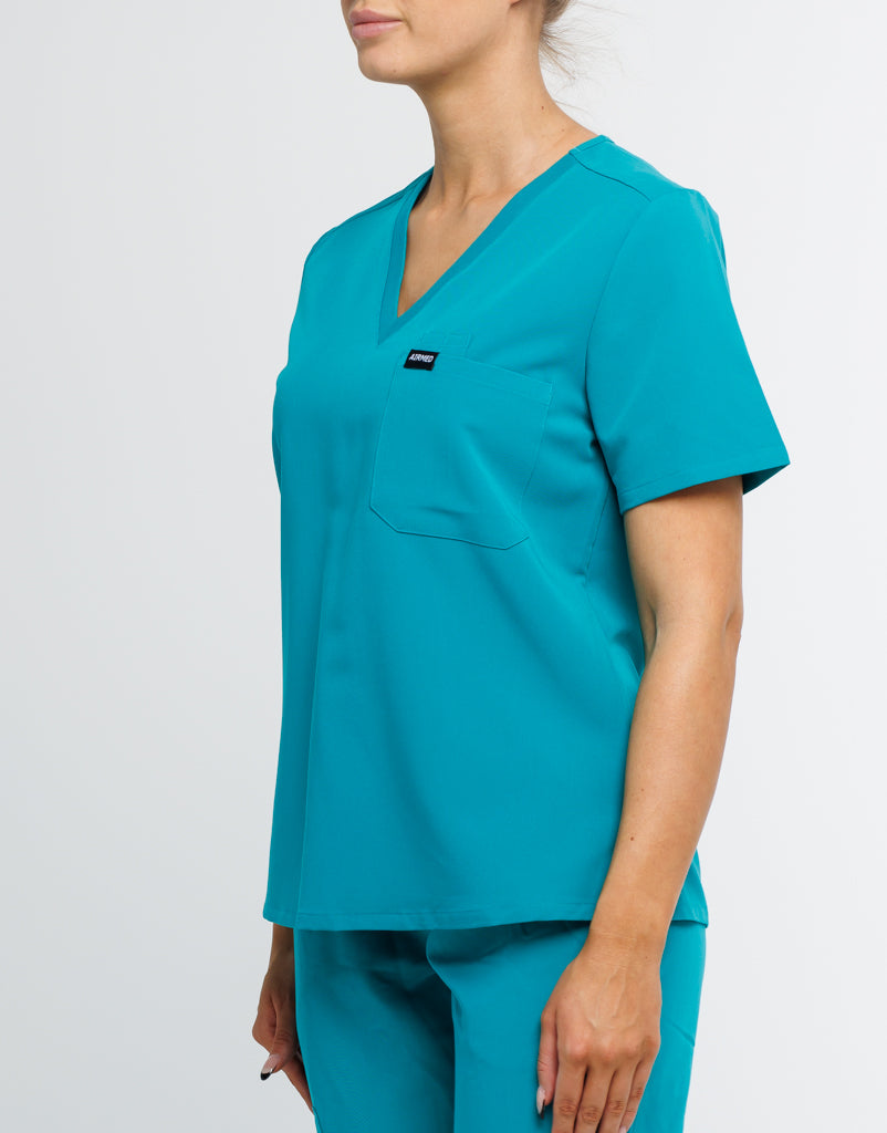 Essential One Pocket V Neck Scrub Top - Sydney Teal