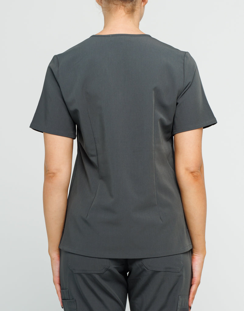 Essential One Pocket V Neck Scrub Top - Asphalt