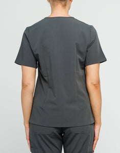Essential One Pocket V Neck Scrub Top - Asphalt