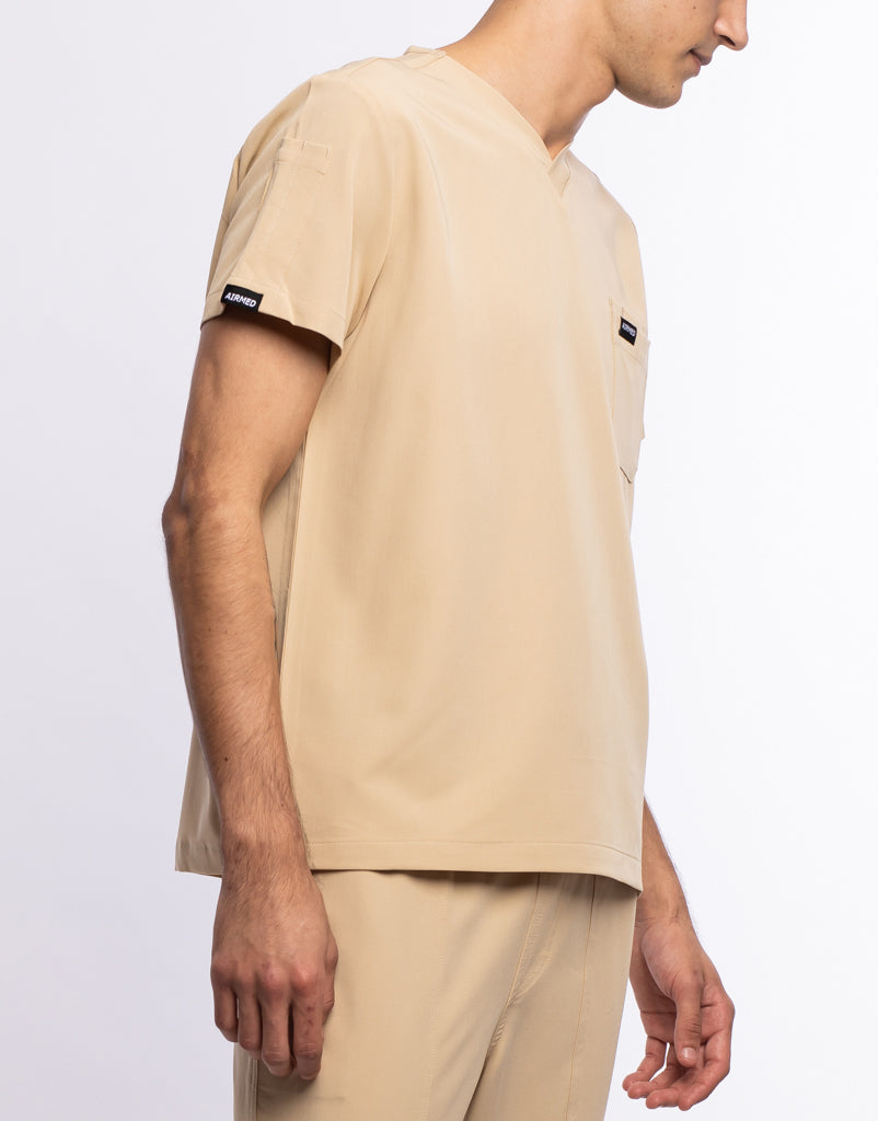 Essential V Neck Scrub Top - Warm Sand