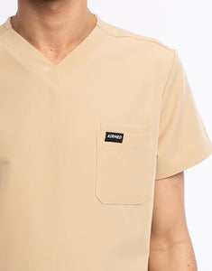 Essential V Neck Scrub Top - Warm Sand