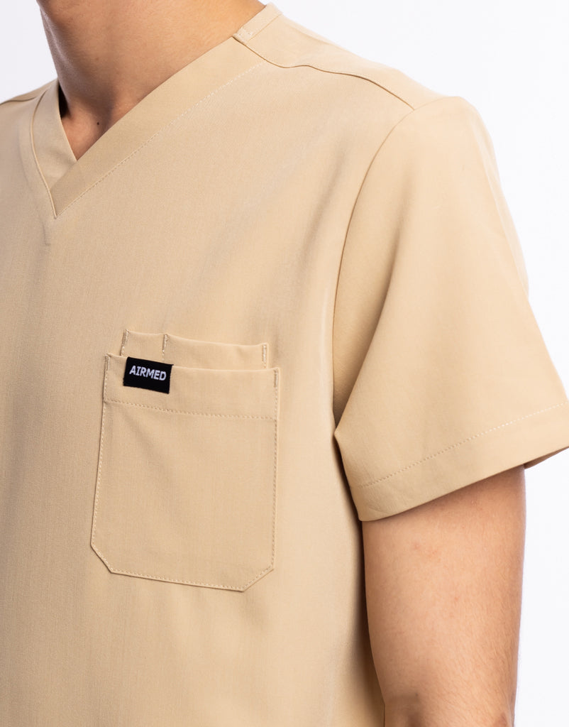 Essential V Neck Scrub Top - Warm Sand