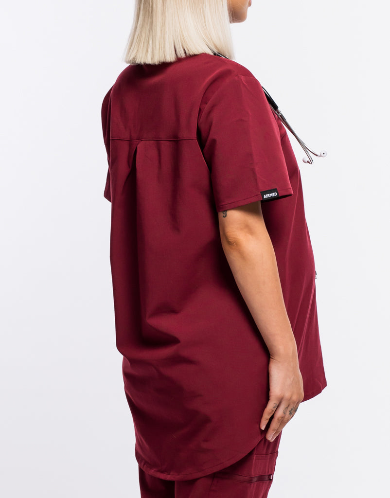 Essential Maternity Scrub Top - Cordorvan Red