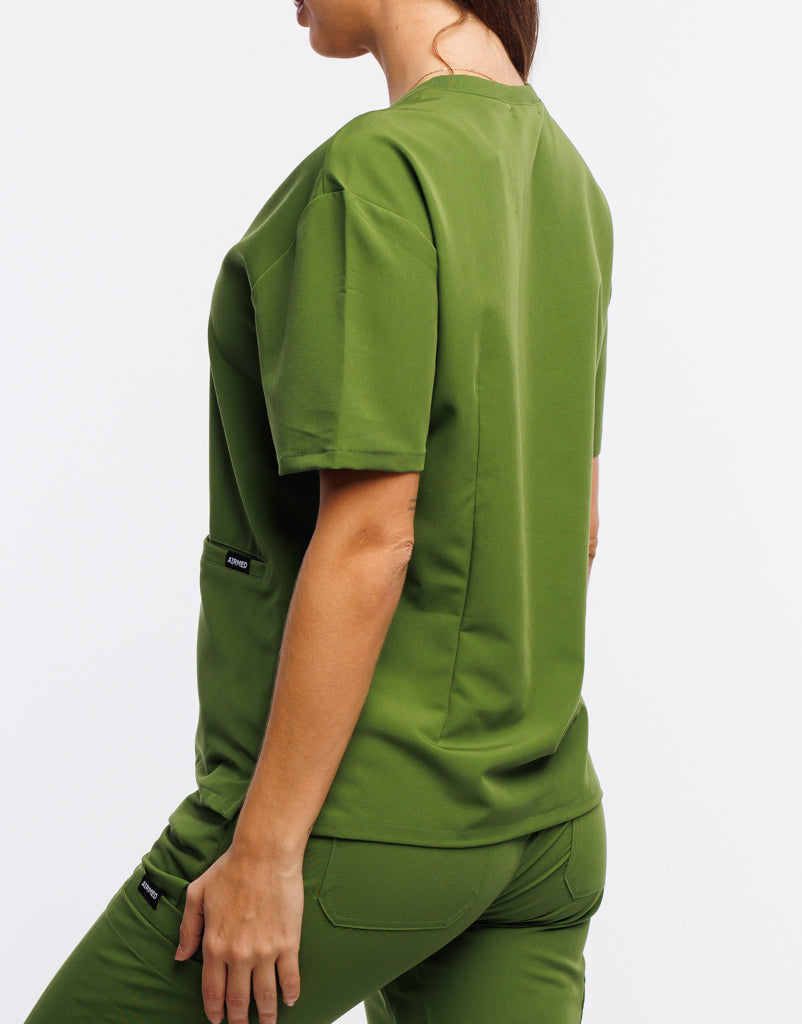 Essential V Neck Scrub Top - Fern Green