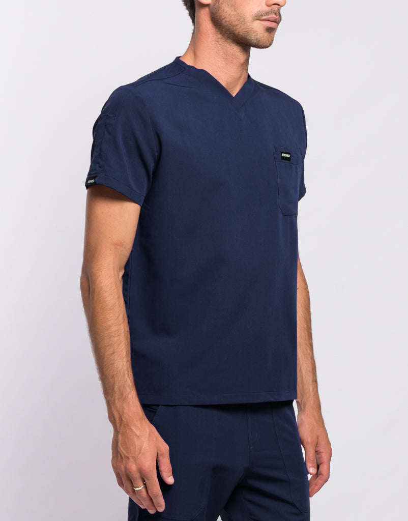 Essential V Neck Scrub Top - True Navy